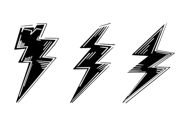 Hand drawn doodle thunder bolt illustration vector isolated background