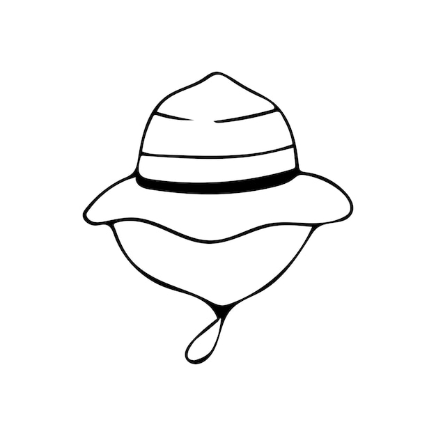 Hand drawn doodle travel hat Bucket hat Outline