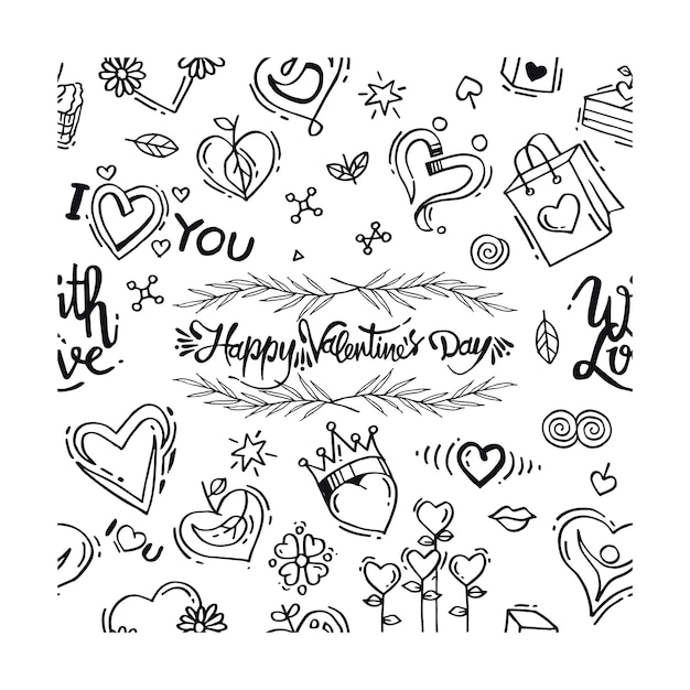 Hand drawn Doodle Valentine's day Pattern