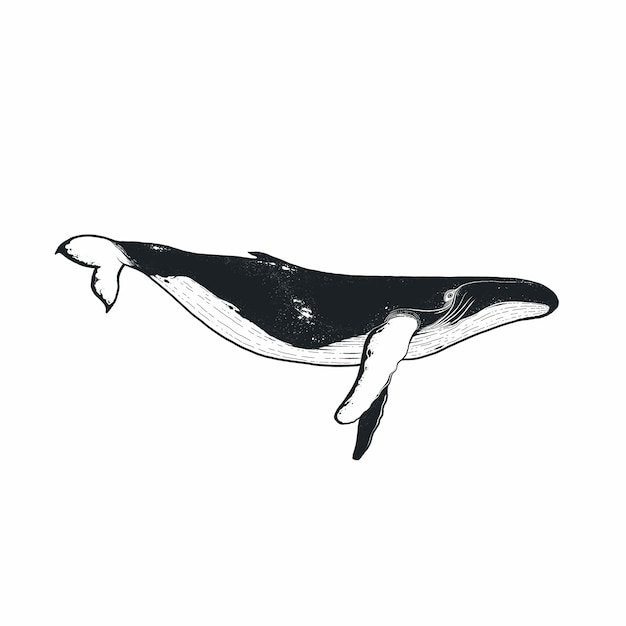 Hand drawn doodle whale