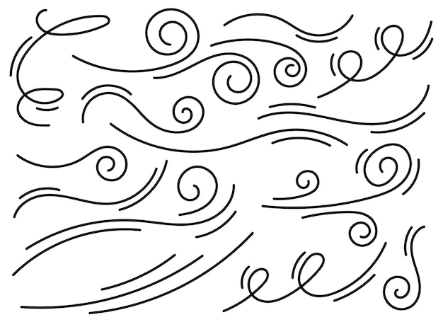 Hand drawn doodle wind blow clip art