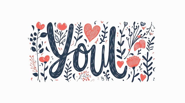 Hand Drawn Doodles of I Love You Creative Illustration with Letters