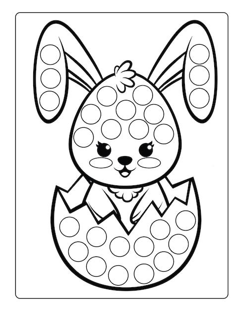 Hand drawn dot markers childlike coloring by numbers easter worksheet template