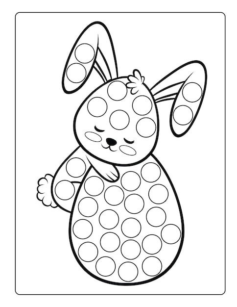 Hand drawn dot markers childlike coloring by numbers easter worksheet template