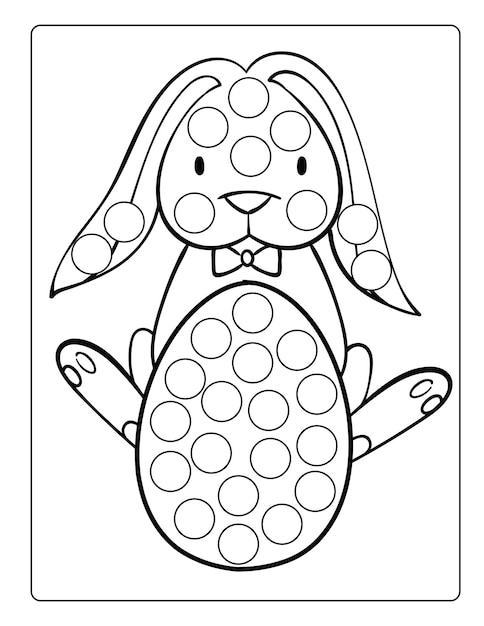 Hand drawn dot markers childlike coloring by numbers easter worksheet template