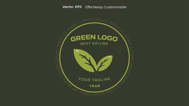 Hand Drawn Double Leaf simple Eco Bio Green shop nature Logo icon badge sticker vector