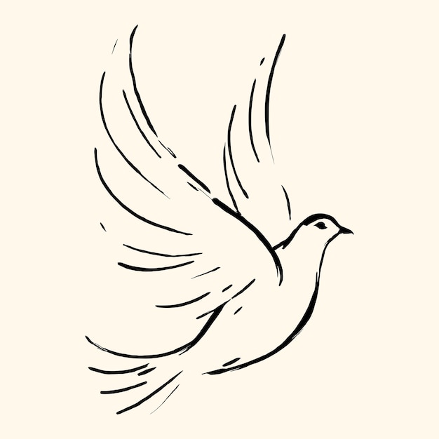 A Hand Drawn Dove Flying Line Drawing Pigeon