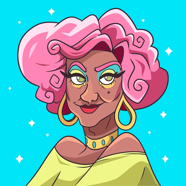 Hand drawn drag queen illustration