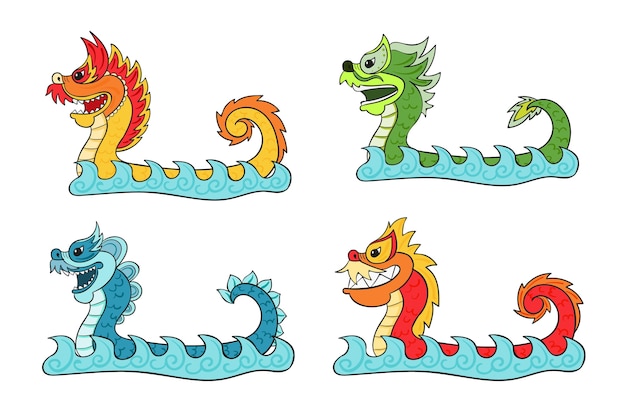 Hand drawn dragon boat collection