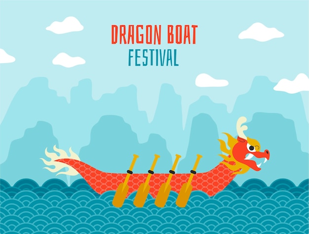 Hand drawn dragon boat illustration