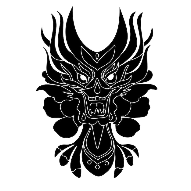 Hand drawn dragon head silhouette Vector illustration