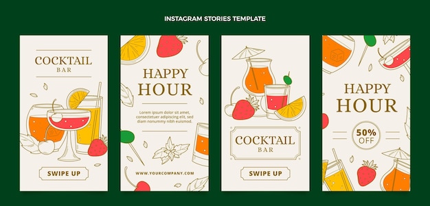 Hand drawn drinks instagram stories