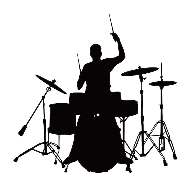 Hand drawn drummer   silhouette