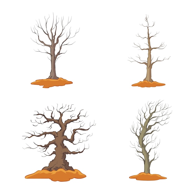 hand drawn dry tree collection