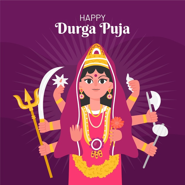 Hand drawn durga-puja background