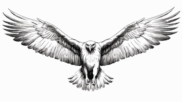 Vector hand drawn eagle flying engraving illustration