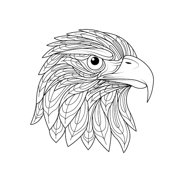 Hand drawn eagle head outline illustration