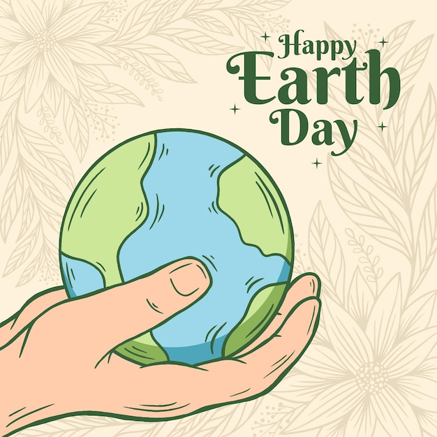 Hand drawn earth day vector illustration