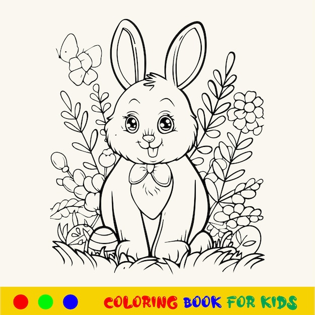 Hand drawn easter bunny coloring book for cute kids