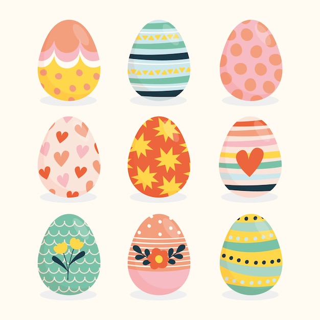 Hand drawn easter day egg collection