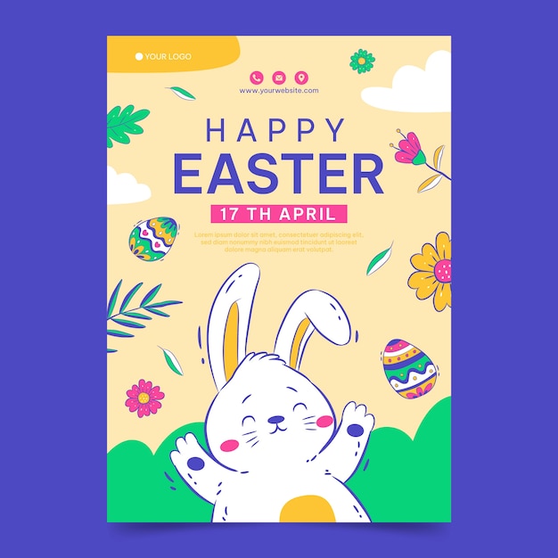 Hand drawn easter vertical poster template