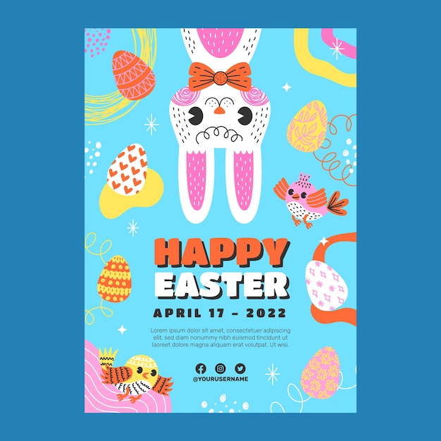 Hand drawn easter vertical poster template