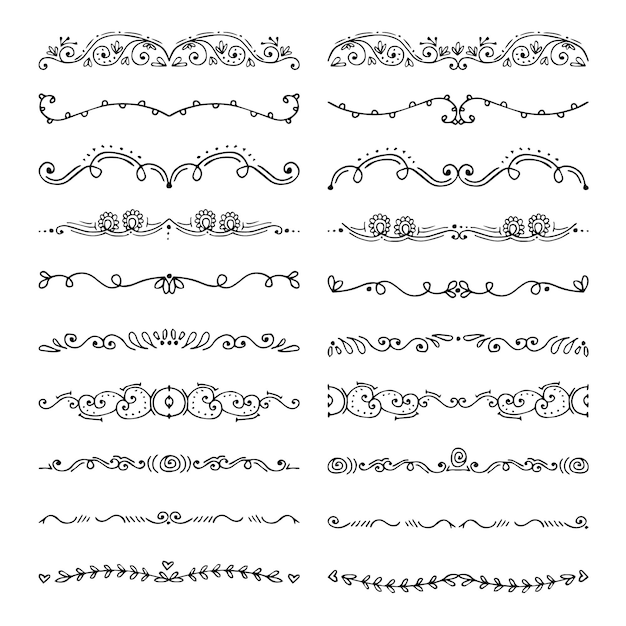 Hand drawn Eastern Islamic flower ornament text dividers flourishes and laurel vector design elemen