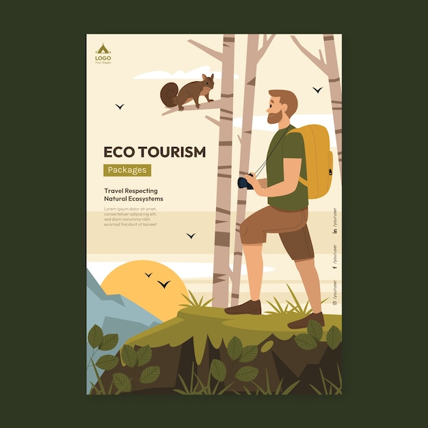 Hand drawn eco tourism poster template