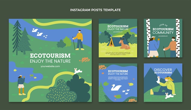 Hand drawn ecotourism instagram post