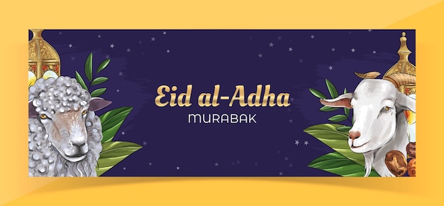 Hand drawn eid al-adha facebook cover