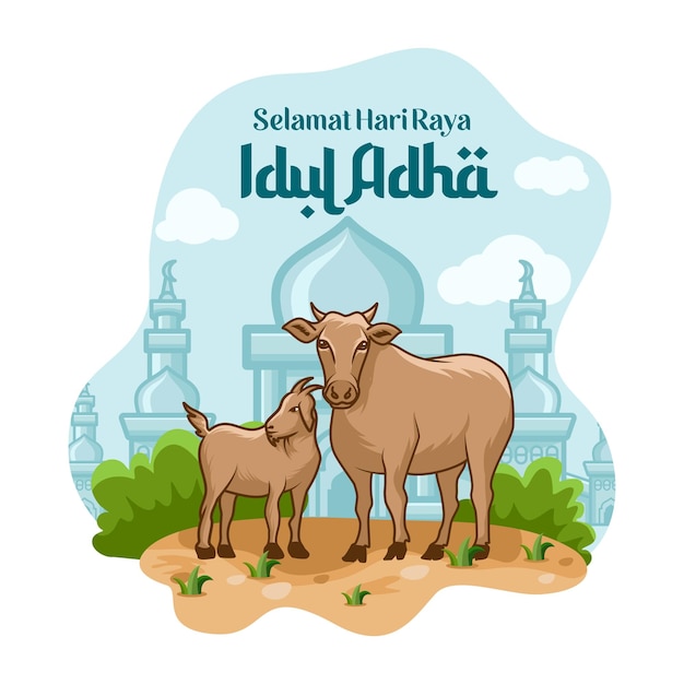 Hand drawn eid al adha flat design