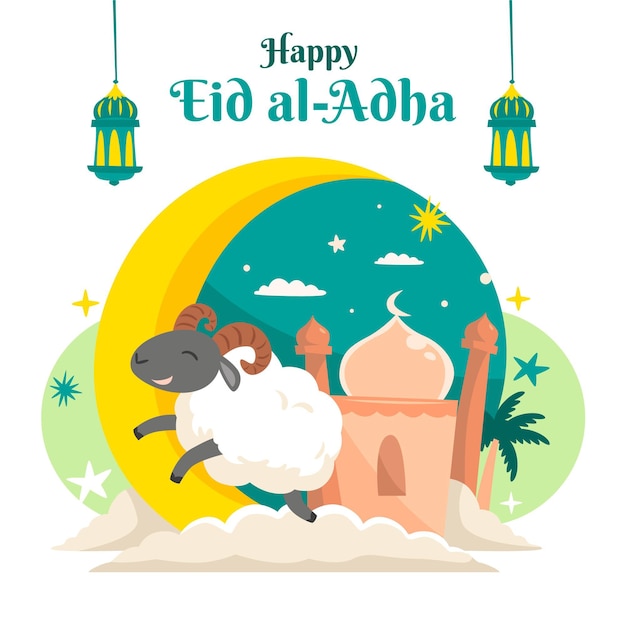 Hand drawn eid al-adha illustration