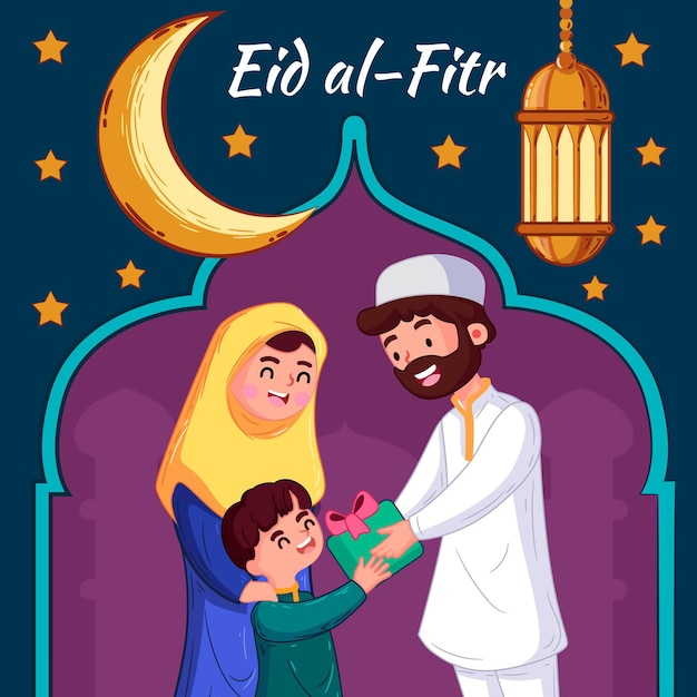 Hand drawn eid al-fitr illustration