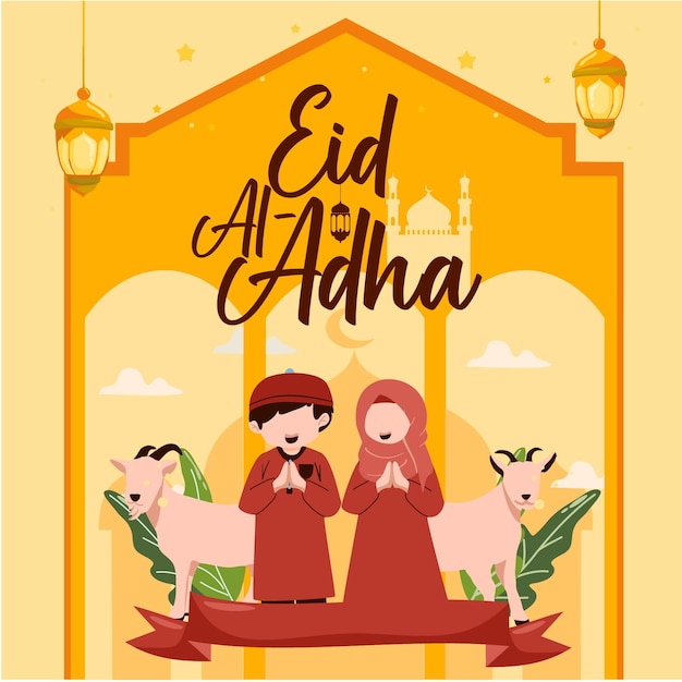 Hand drawn eid aladha celebration illustration