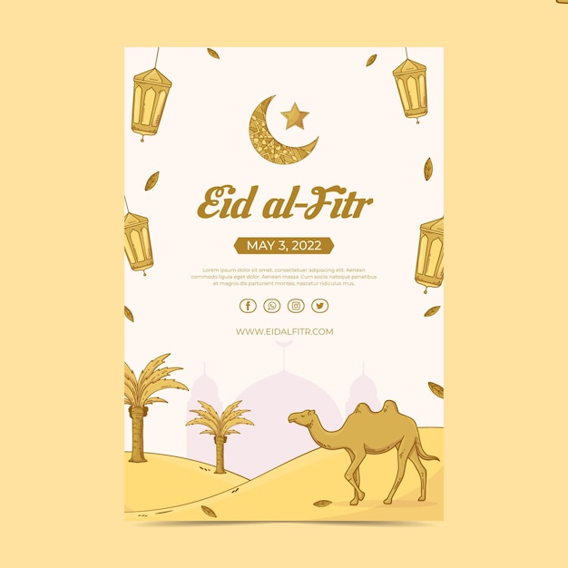 Hand drawn Eid alFitr poster