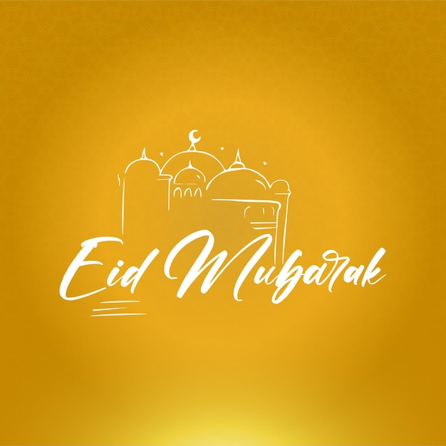 Hand drawn Eid mubarak greeting card and eid ulfitr social media banner post calligraphy template