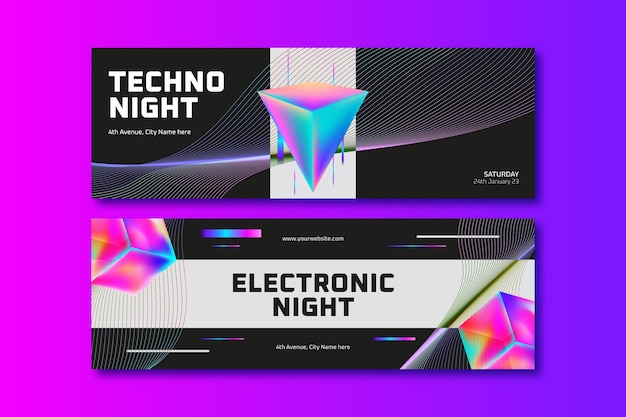 Hand drawn electronic music horizontal banner