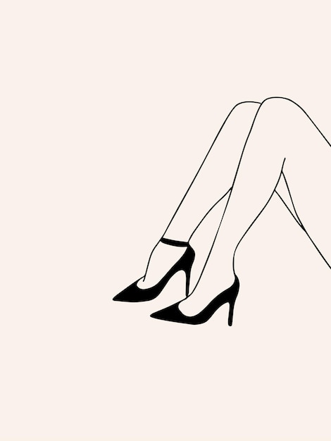 Hand drawn elegant woman legs design in trendy line art style aesthetic female silhouette vector