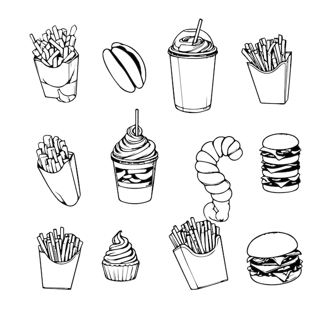 Hand drawn elements fast food