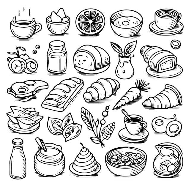 Hand drawn elements fast food