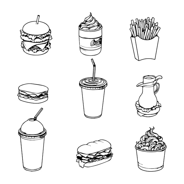 Hand drawn elements fast food