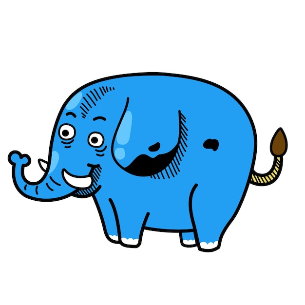 Hand drawn elephant character illustration vector