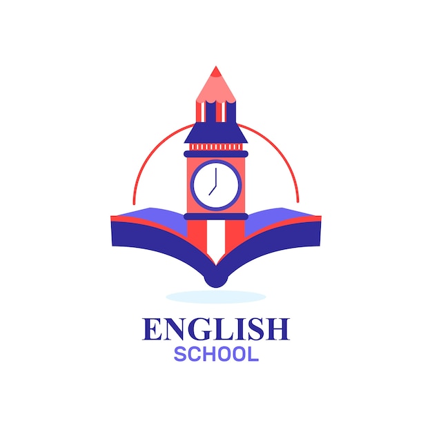 Hand drawn english school logo template