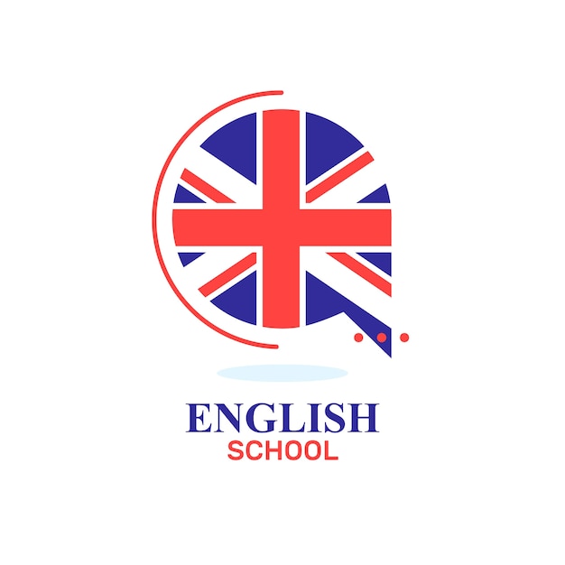 Hand drawn english school logo template