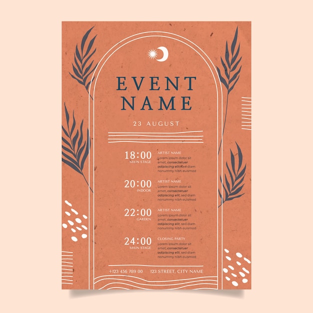 Hand drawn event schedule design template