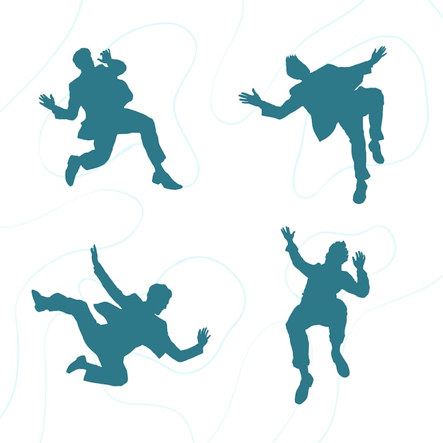 Hand drawn falling silhouette illustration