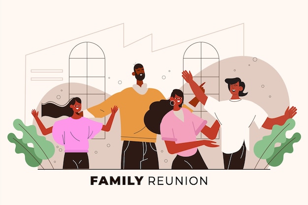 Vector hand drawn family reunion illustration