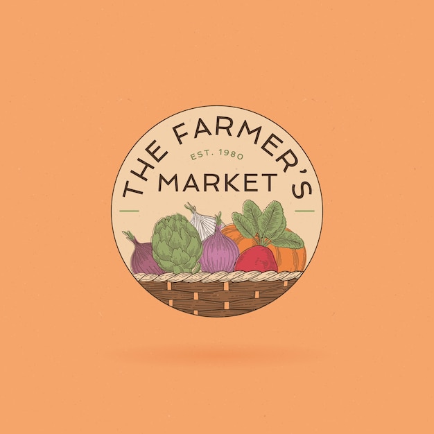 Hand drawn farmers market logo