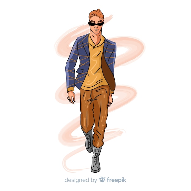 Hand drawn fashion man illustration