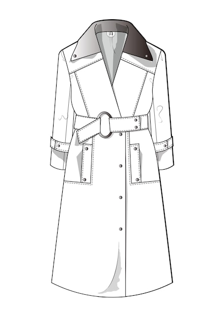 hand drawn fashion style sketch cloth coat jacket trench outline illustration